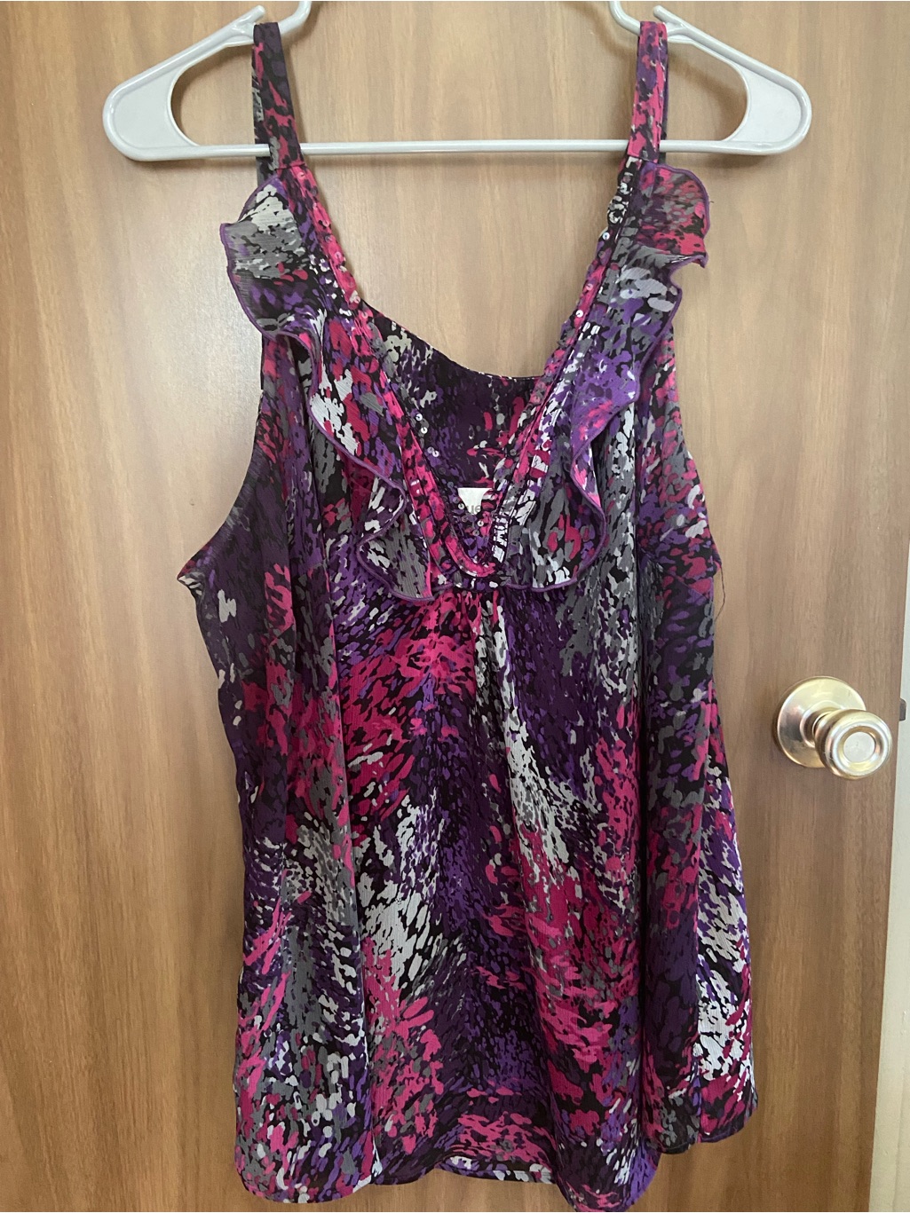 Avenue Purple  Pink Printed Ruffle Camisole